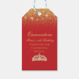 Étiquettes-cadeau Parties scintillant d'or, Quinceanera