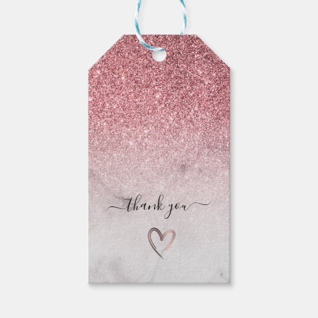 Étiquettes-cadeau Parties scintillant d'or rose moderne et élégant e (Devant)