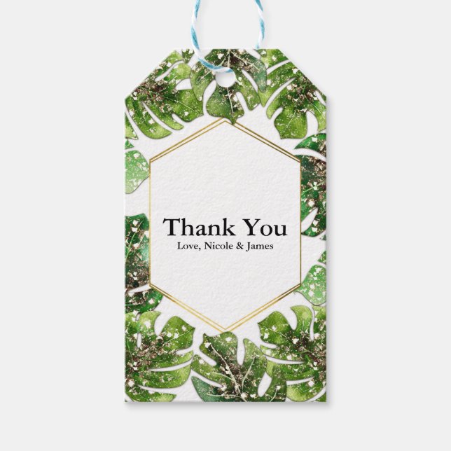 Étiquettes-cadeau Parties scintillant d'or Sparkle Glam Feuilles tro (Devant)