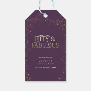 Étiquettes-cadeau Parties scintillant dorée violet 50 et fabuleuse f