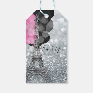 Étiquettes-cadeau Parties scintillant et ballons d'argent Paris Tour