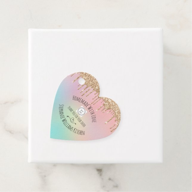 Étiquettes Cadeau Parties scintillant faite avec amour |Merci pour v (En situation)