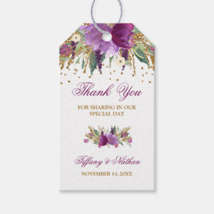Étiquettes-cadeau Parties scintillant florale Améthyst Favoriser Mer