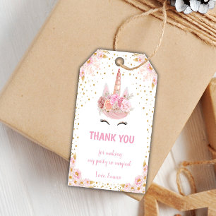 Étiquettes-cadeau Parties scintillant florale rose Unicorn Tags cade