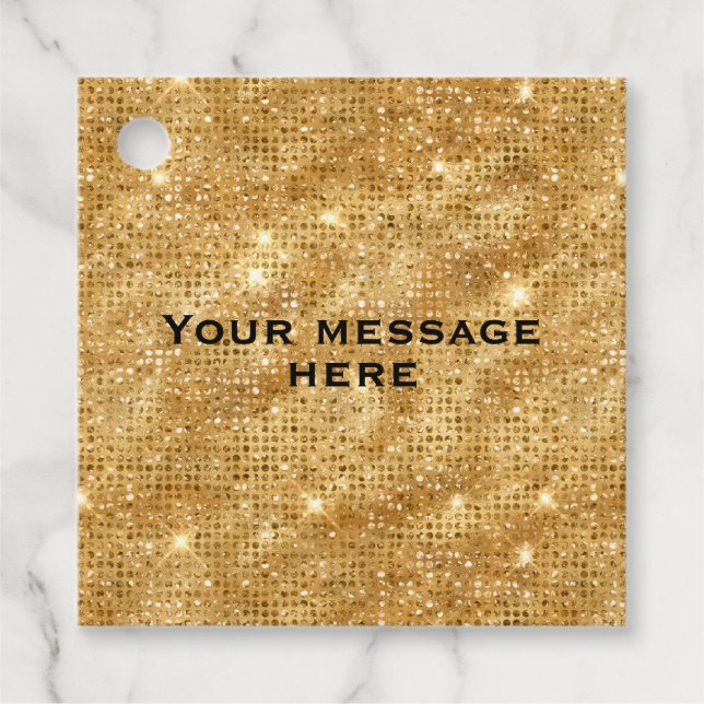 Étiquettes Cadeau Parties scintillant Gold Ajouter votre propre text (Devant)