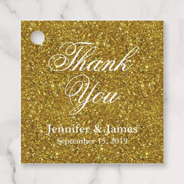 Étiquettes Cadeau Parties scintillant mariage Merci (Devant)