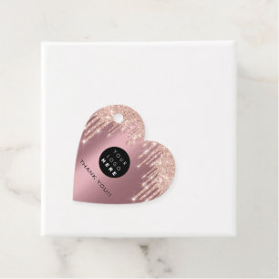 Étiquettes Cadeau Parties scintillant Merci Logo Rose Drives Nom Ros