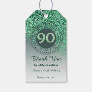 Étiquettes-cadeau Parties scintillant moderne Falling Green 90e anni