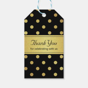 Étiquettes-cadeau Parties scintillant noire et or classique Pois Mer