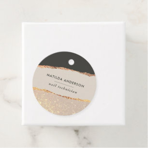 Étiquettes Cadeau parties scintillant or rose noir rose moderne élég