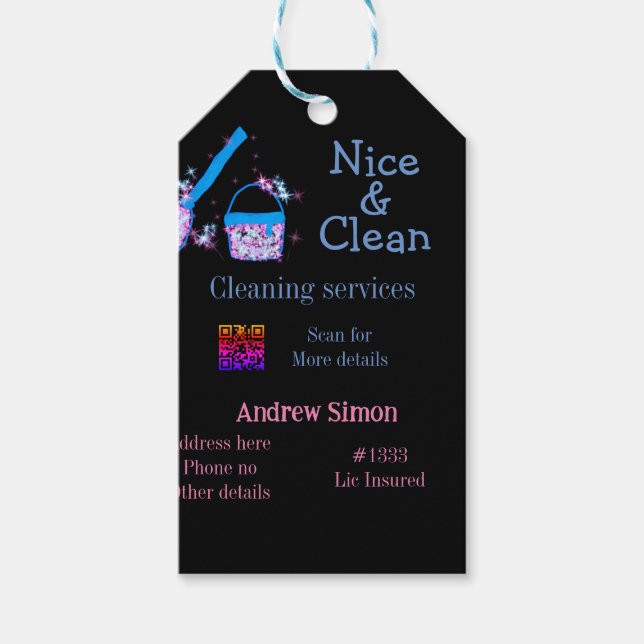 Étiquettes-cadeau Parties scintillant rose bleue nettoyant pop ajout (Devant)