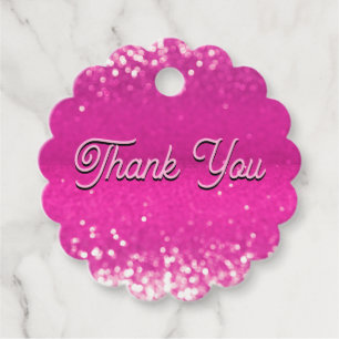 Étiquettes Cadeau Parties scintillant rose chaud Merci Bokeh