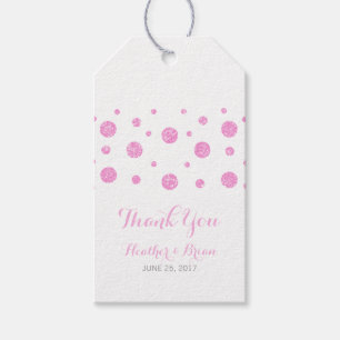 Étiquettes-cadeau Parties scintillant rose Confetti Mariage Tags cad