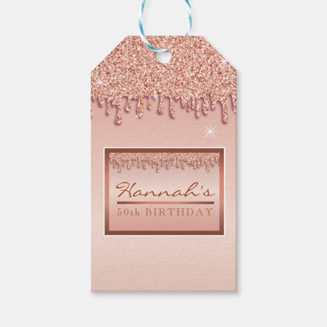 Étiquettes-cadeau Parties scintillant rose Gold Sparkle  boîte cadea (Devant)