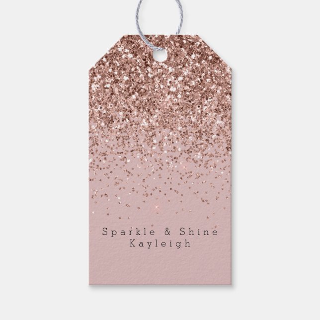 Étiquettes-cadeau Parties scintillant rose Gold Sparkle Faux (Devant)