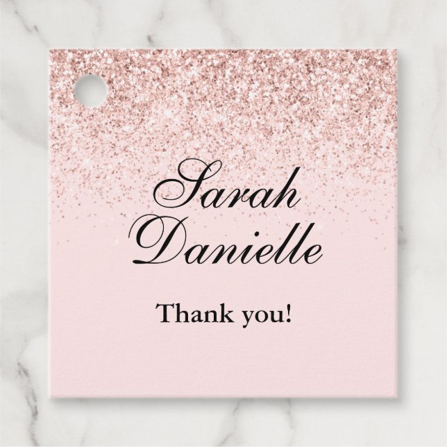 Étiquettes Cadeau Parties scintillant rose pâle Confetti Party Favor (Devant)