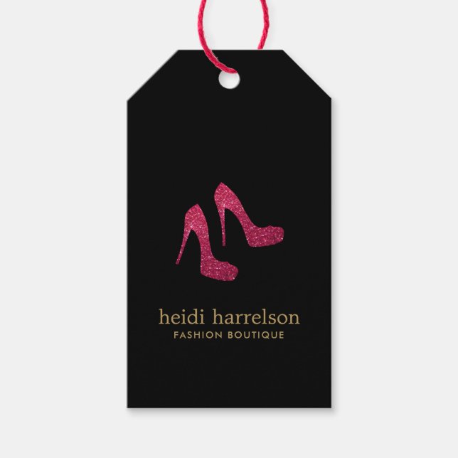 Étiquettes-cadeau Parties scintillant rouge talons Boutique Mode Noi (Devant)