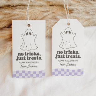 Étiquettes-cadeau Pas de tours, juste des friandises Fantôme Hallowe