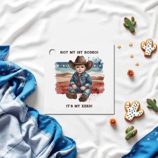 Étiquettes Cadeau Pas mon premier Rodeo Baby Cowboy anniversaire (Not My First Rodeo Baby Cowboy Birthday Favor Tags)