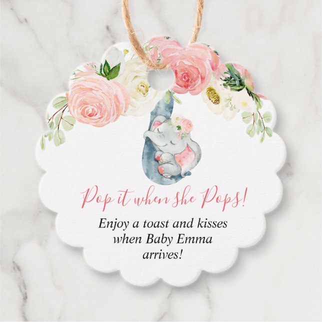 Étiquettes Cadeau Passez-le quand elle pique fille baby shower d'élé (Devant)