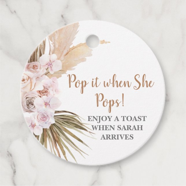 Étiquettes Cadeau Passez-le quand elle Pop pampas herbe (Devant)