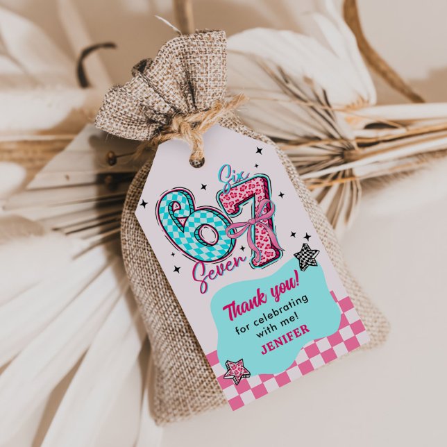 Étiquettes-cadeau Pastel 67 Six Seven Girl Birthday Party (Créateur téléchargé)