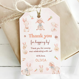 Étiquettes-cadeau Pastel Aquarelle Bunny Pâques Anniversaire