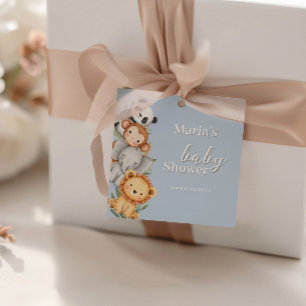 Étiquettes Cadeau Pastel Baby shower tropical Jungle Safari Animaux