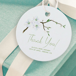 Étiquettes Cadeau Pastel bleu fleuri garçon baby shower merci