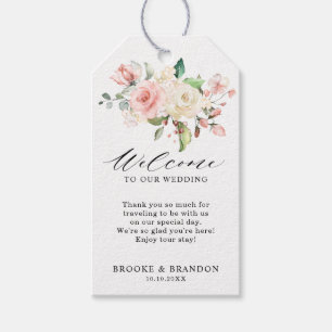 Étiquettes-cadeau Pastel Blush Ivory Pink Floral Accueil Botanique