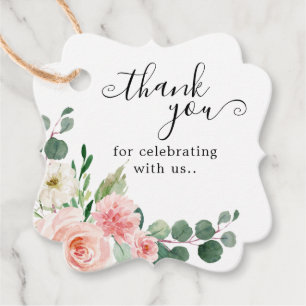 Étiquettes Cadeau Pastel Blush Joli Mariage floral rose