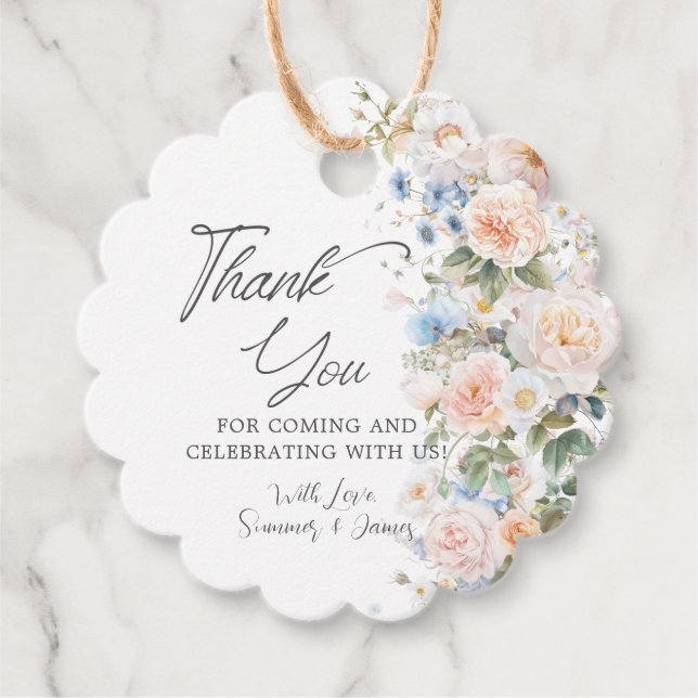 Étiquettes Cadeau Pastel Blush White Blue Floral Bridal Baby Shower  (Devant)