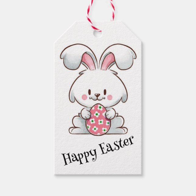 Étiquettes-cadeau Pastel Bunny Elegance (Devant)