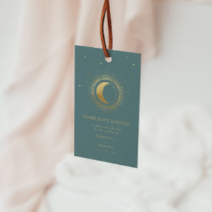 Étiquettes-cadeau Pastel Celestial Gold Moon Enregistrer La Date Pho