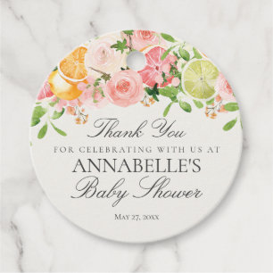 Étiquettes Cadeau Pastel Citrus Floral Cutie Baby shower Favoriser
