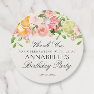 Étiquettes Cadeau Pastel Citrus Floral Little Cutie Baby shower