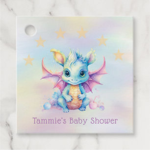 Étiquettes Cadeau Pastel Cute Dragon Girl Baby shower Merci