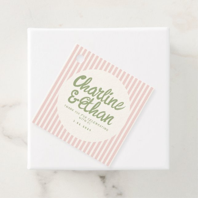 Étiquettes Cadeau Pastel écriture manuscrite Retro Mariage Merci Fav (En situation)