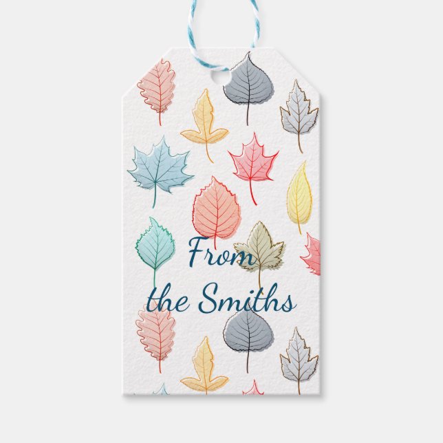Étiquettes-cadeau Pastel Feuilles (Devant)