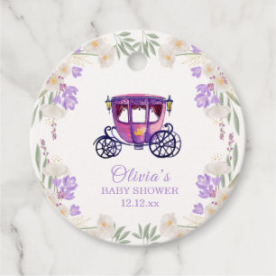 Étiquettes Cadeau Pastel Floral Princess Carriage Girl Baby shower