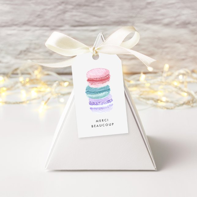 Étiquettes-cadeau Pastel French Macarons Merci (Créateur téléchargé)