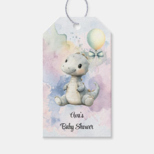 Étiquettes-cadeau Pastel Paint Splash Adorable Dinosaur Baby shower