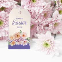 Pastel Peach Floral Tags Cadeaux Personnalisables