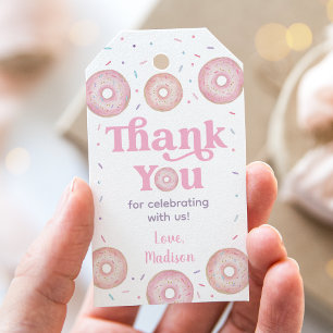 Étiquettes-cadeau Pastel Rose Donut Anniversaire Merci