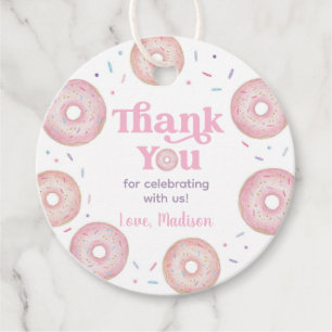 Étiquettes Cadeau Pastel Rose Donut Anniversaire Merci