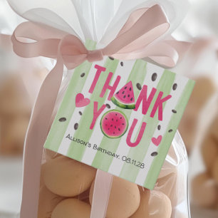 Étiquettes Cadeau Pastèque rose, mignon Merci d'été
