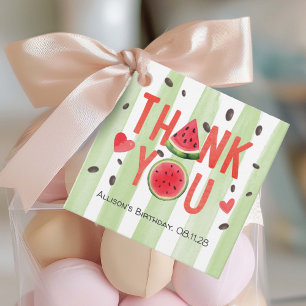 Étiquettes Cadeau Pastèque rouge Thème été Anniversaire Merci