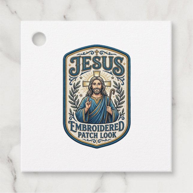Étiquettes Cadeau Patch brodé Jésus Regardez Patch brodé Jésus (Devant)