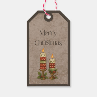 Étiquettes-cadeau Patchwork Candles in Christmas Colors Gift Tag