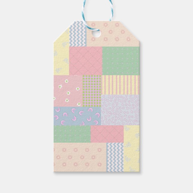 Étiquettes-cadeau Patchwork Pastel (Devant)